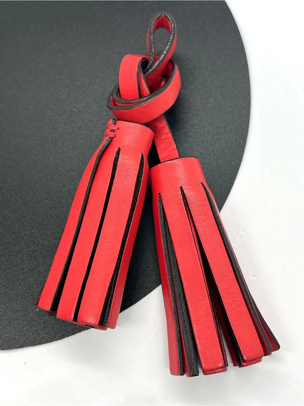 Coach Legacy Coral Pink Red Leather Double Tassel Bag Charm Replacement